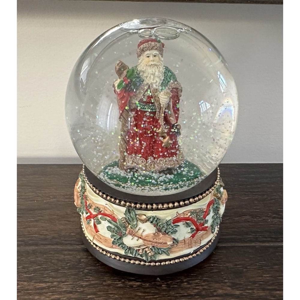 VINTAGE SAN FRANCISCO MUSIC BOX SANTA  FATHER CHRISTMAS  SNOW‎ GLOBE Working